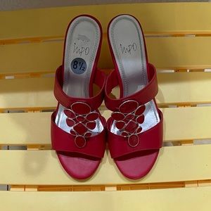 IMPO RED WEDGE HEEL SANDALS Size 8.5